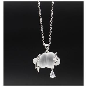Frosted thunder cloud - Necklace - Silver - CZs - 18"